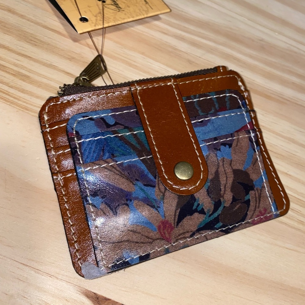 NWT PATRICIA NASH FLORAL LEATHER WALLET WRISTLET RFID PROTECTION